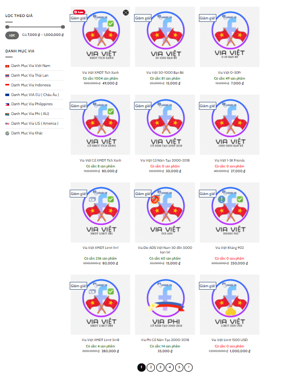 Với hơn 50 loại tài nguyên via đa dạng về giá và sản phẩm